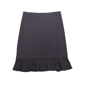 Vintage 90s Max Studio Dark Brown Skirt Ruffle Flounce Hem S